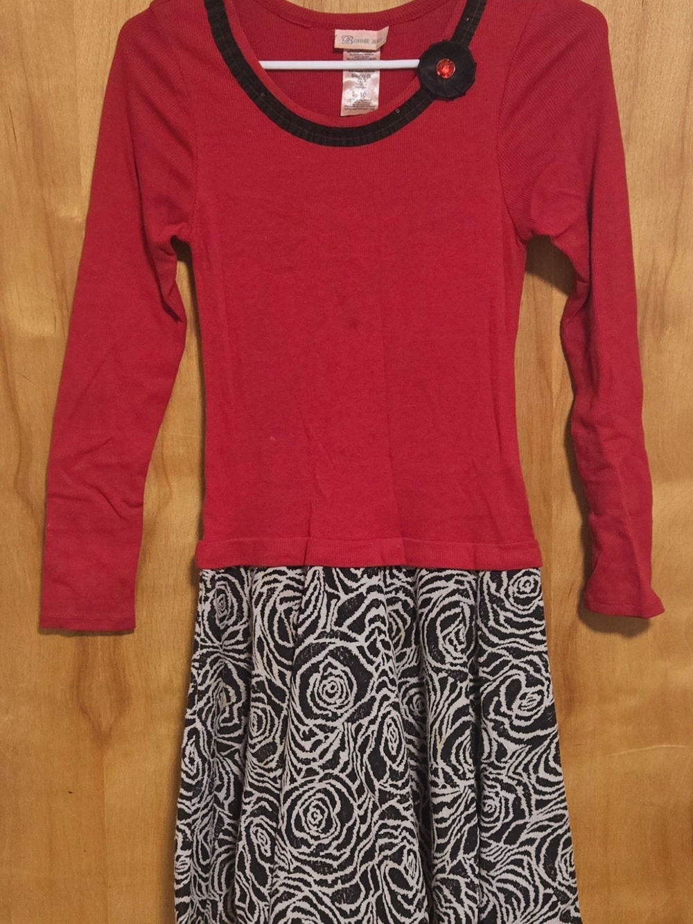 BONNIE JEAN RED BLACK FASHION GIRL DRESS